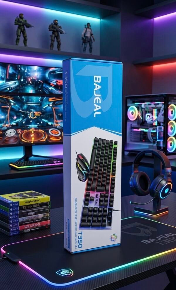 Bajeal  T350 Gaming Keyboard & Mouse Combo – RGB Backlit 104 Keys Keyboard + Optical Gaming Mouse Set