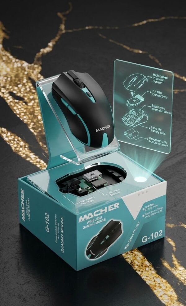 Macher G-102 Wireless Gaming MouseHigh-Speed Precision & Ergonomic Design Elevate your gaming and productivity.