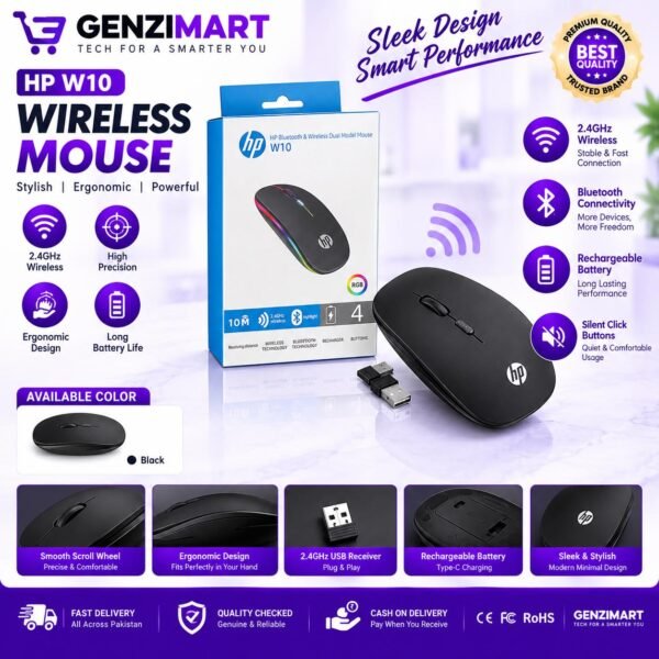 hp W10 Wireless Mouse Gaming Mouse Backlight USB