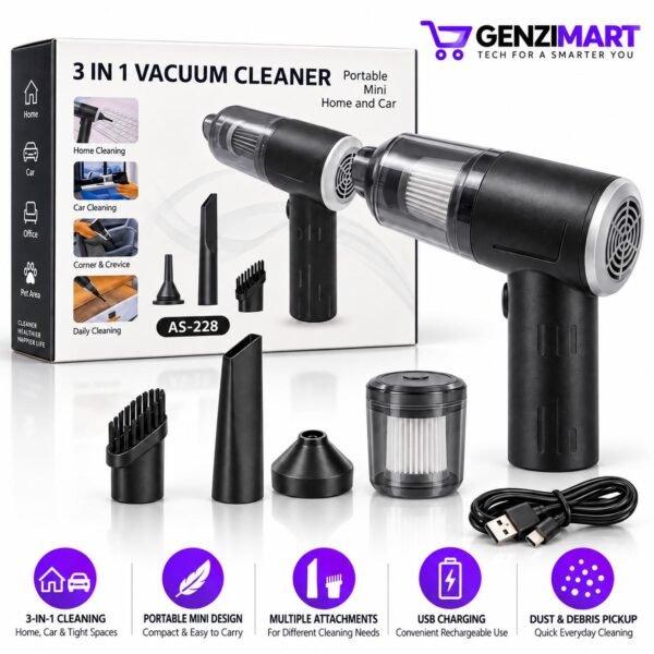 Portable 3-in-1 Vacuum Cleaner – Home & Car