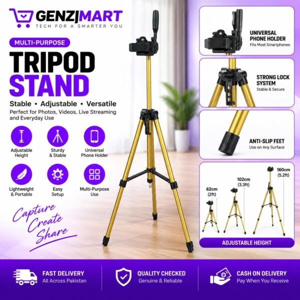 Adjustable Tripod Stand with Phone Holder